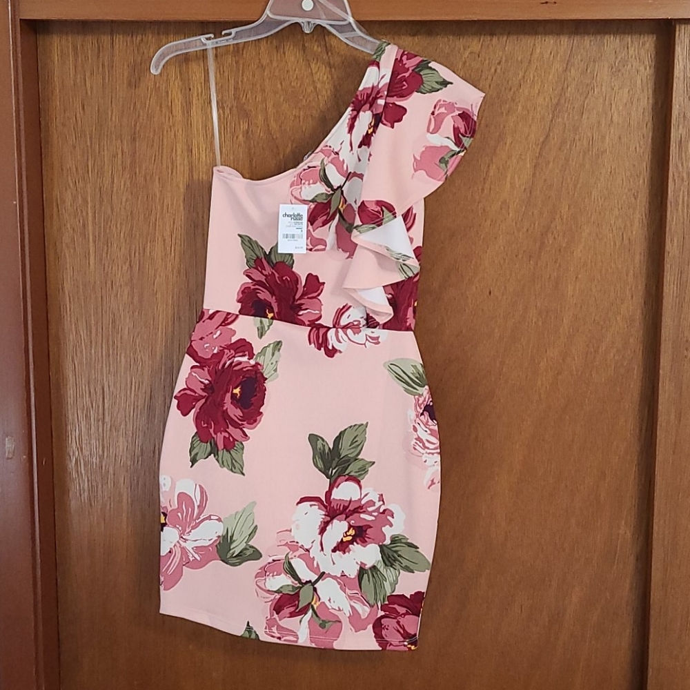 Floral One-Shoulder Ruffle Dress